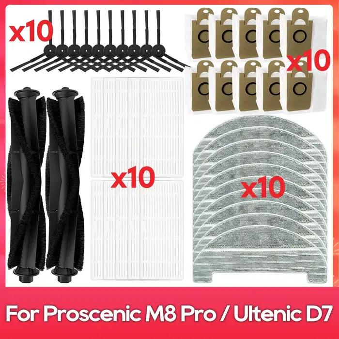 Compatible avec ( Proscenic M8 Pro / Ultenic D7 ) Pièces Accessoires Brosse principale Brosse latéra