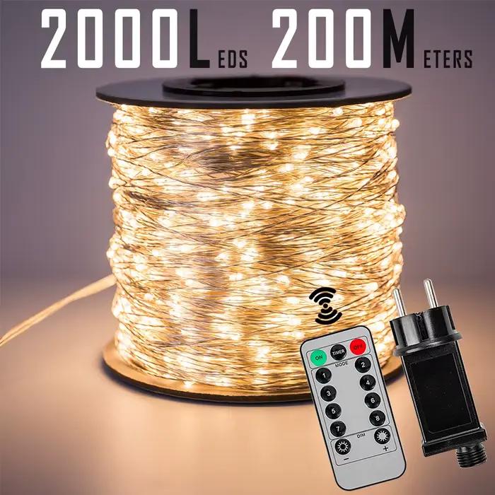 120M 1200LED s fil d'argent fée chaîne lumières Wateproof brancher pour arbre en plein air noël vaca