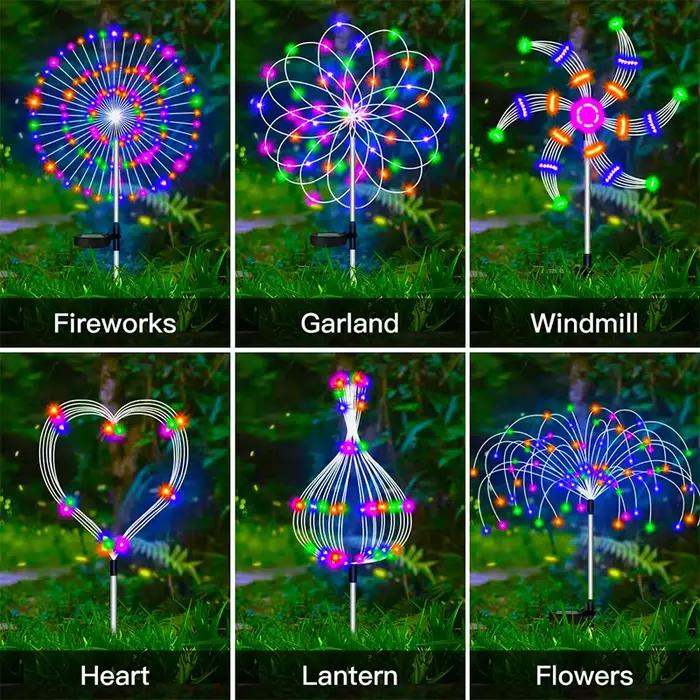 Solaire LED feu d'artifice fée lumières extérieur étanche décoration de jardin pelouse voie lampe so
