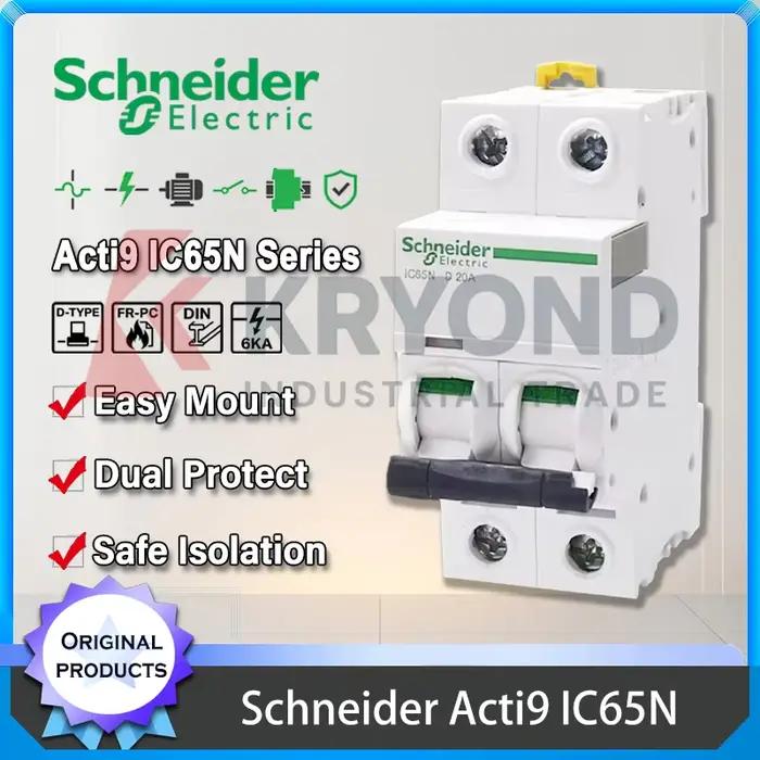 Interrupteur Schneider Acti9 IC65N MCB, protection contre les surcharges et les courts-circuits, dis
