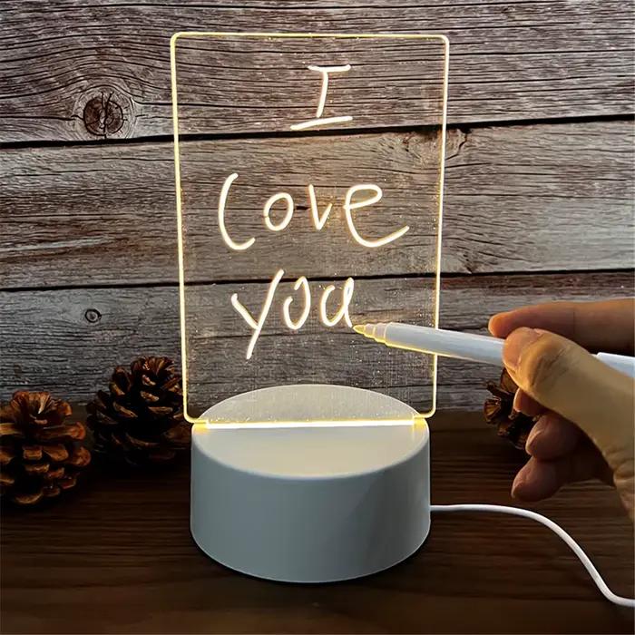 Veilleuses LED Shoous transparentes, USB, acrylique, effaçable, tableau d'affichage, calendrier, orn