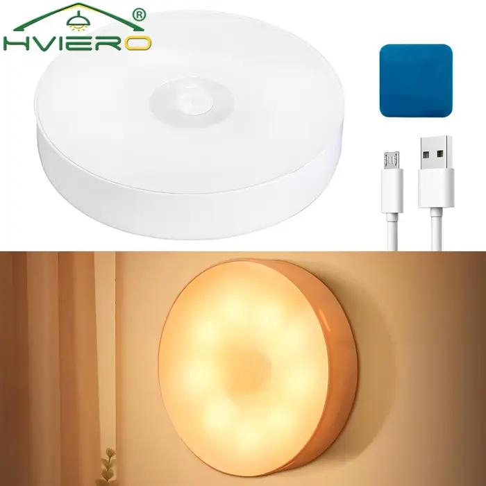 Veilleuse ronde sans fil avec détecteur de mouvement, chargement USB, applique murale LED, décoratio