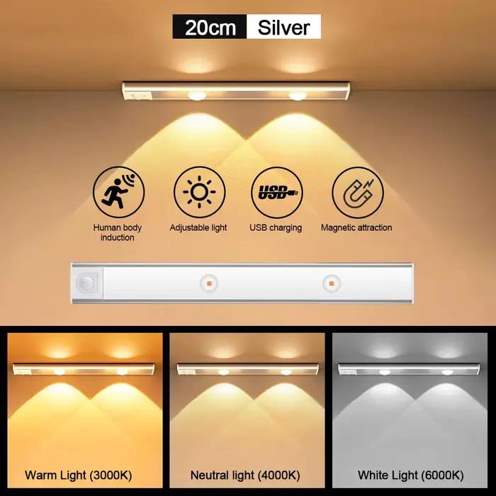 Capteur de mouvement lumière LED capteur lampe sans fil Ultra mince USB LED pour armoires de cuisine