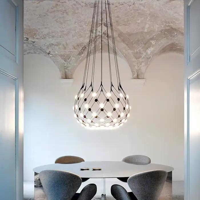 Lustre de salon de villa italienne, design épuré, éclairage doux, pour duplex