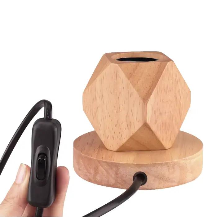 Lampe de Table en bois rétro moderne polyèdre E27 lampe de bureau prise ue salon chambre lampe de ch