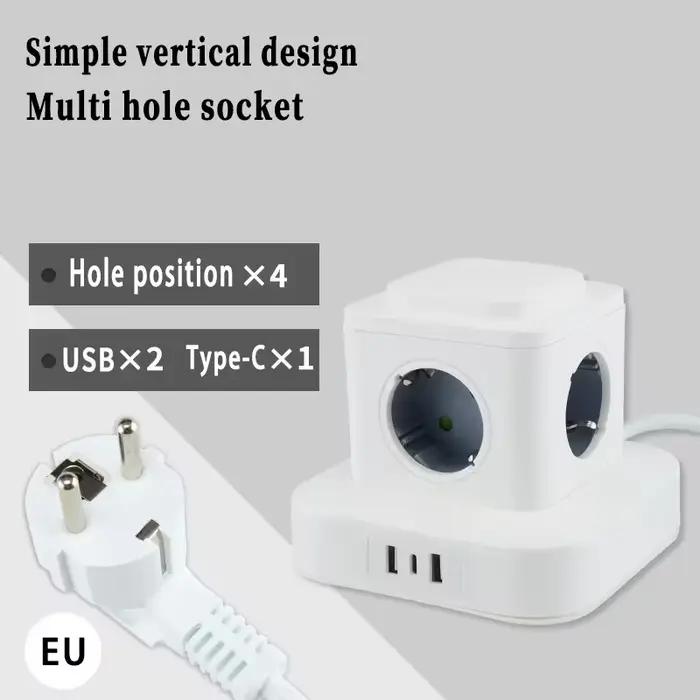 Tour 12 voies prises prise multiprise verticale 1.8m rallonge prise ue avec 4 USB interrupteur de pr