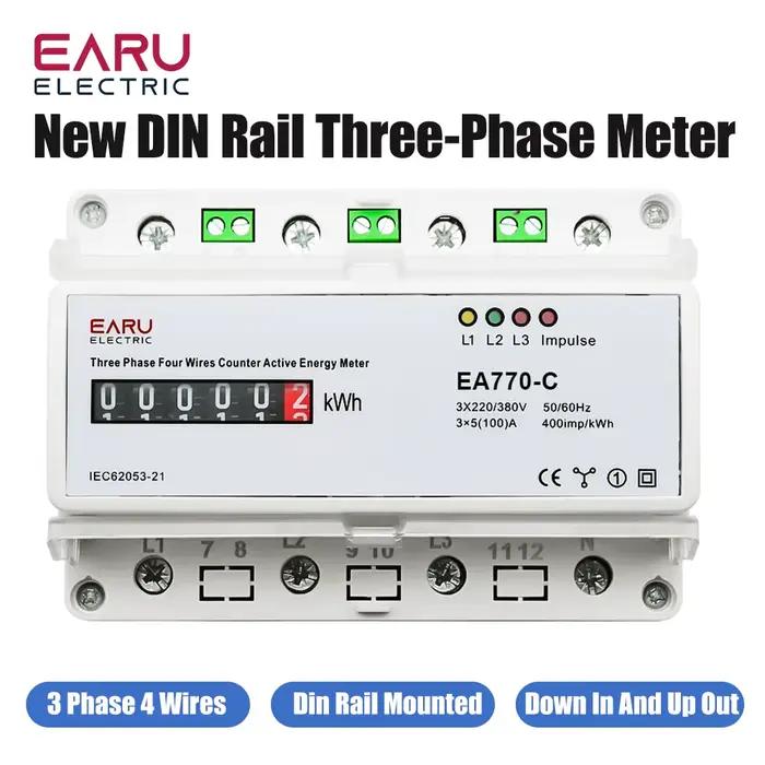 Compteur d'énergie actif électronique triphasé à quatre fils, 3x220V/380V, moniteur de consommation 