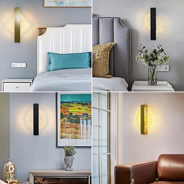 Luxueux acrylique applique feuille d'or moderne LED applique murale intérieure 10W nordique applique