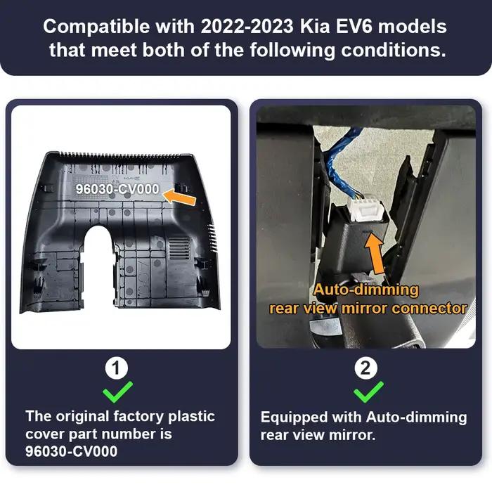 Caméra de tableau de bord Fitcamx 4K pour Kia EV6/EV6 GT 2022-2025, DVR de voiture OEM avec applicat