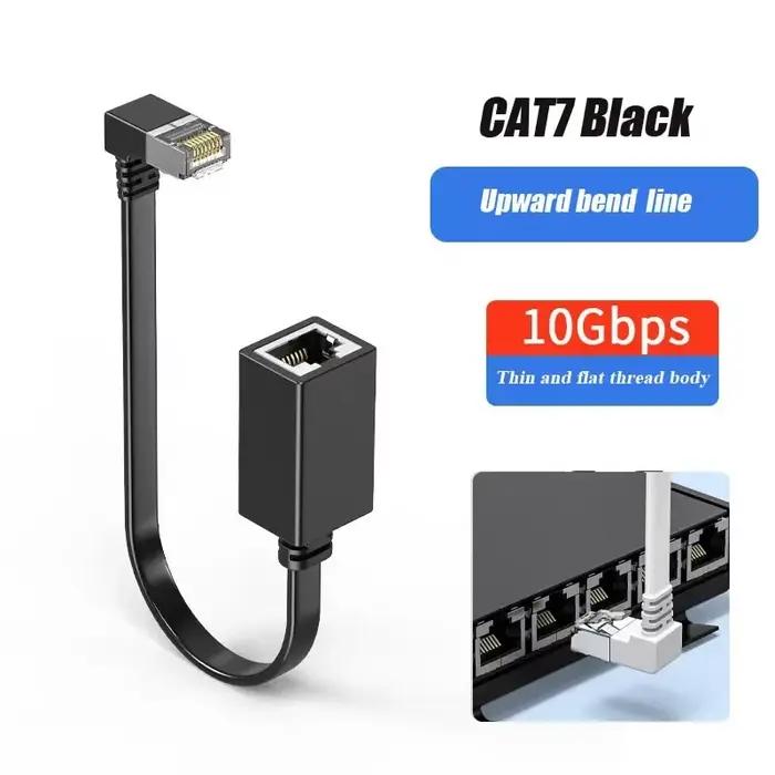 Connecteur de câble réseau RJ45 à 90 degrés, ligne d'extension RJ45 CAT7 ultra plate, câble RJ45 cou