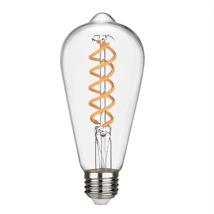 LED rétro économie d'énergie Double hélice ST64 220V 6W blanc chaud Flexible maison éclairage Commer