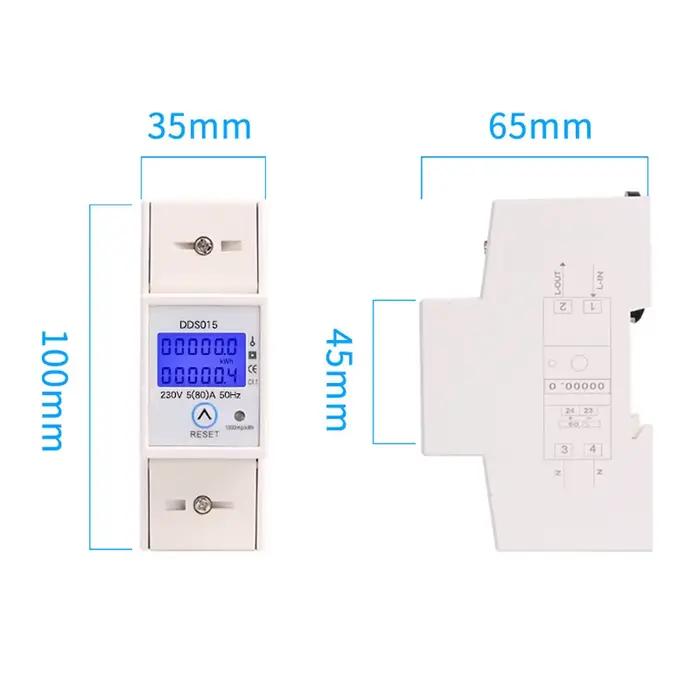DDS015 5-80A 230V 50Hz compteur d'énergie monophasé Watt mètre ménage DIN Rail montage numérique LCD