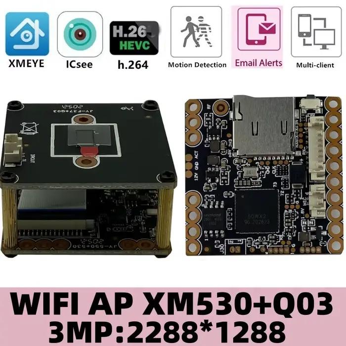 Carte technique de caméra sans fil WiFi IP, 3MP, XM530 + Q03, 2288x1288, prise en charge audio bidir