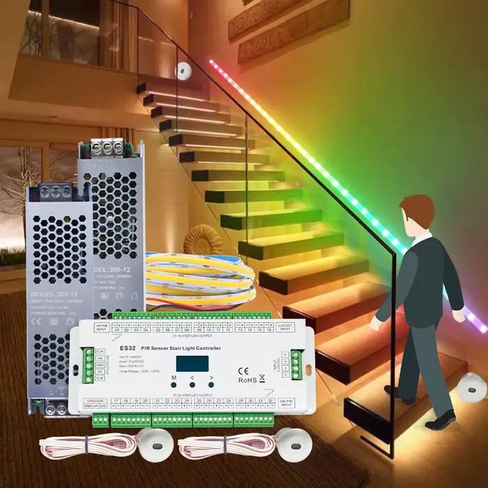 Contrôleur de lumière avec capteur de mouvement PIR ES32 12V 24V, couleur unique, rvb Pixel Flex, ba