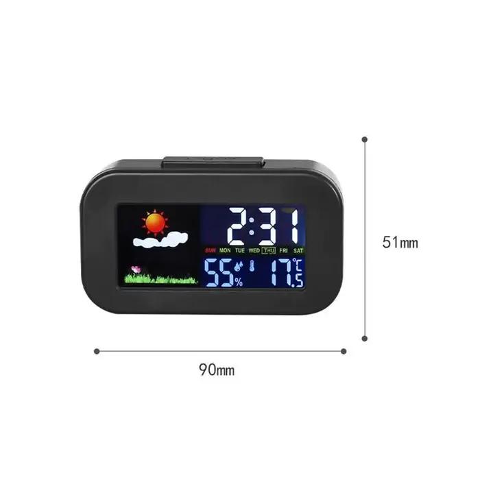 (Nouveau) Horloge de station météo avec affichage couleur - Moniteur de température et d'humidité ré