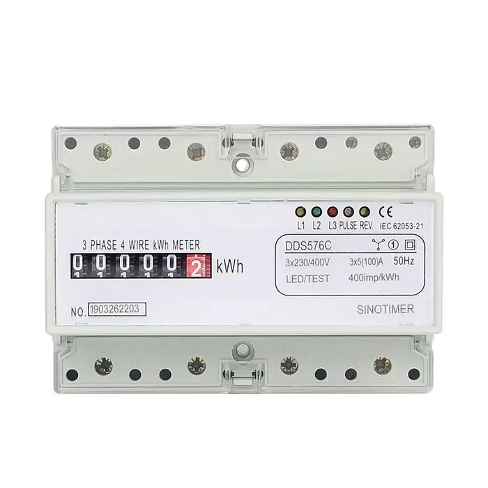 Compteur Électrique Analogique Triphasé à 4 Fils, Compteur KWh, Consommation d'Massage, Rail DIN, AC