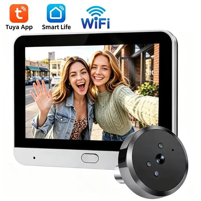 Awapow Caméra de visiophone radar 4,3 pouces Tuya Smart Wifi sans fil, interphone vidéo, visionneuse