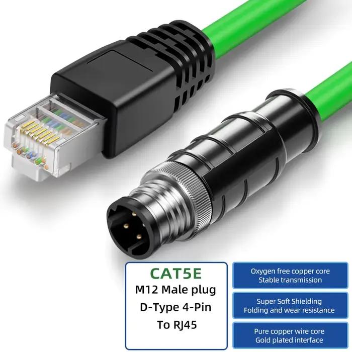 Câble Ethernet industriel M12 à RJ45, Type M12 4/8 broches A/D/X mâle/femelle, câble d'automatisatio