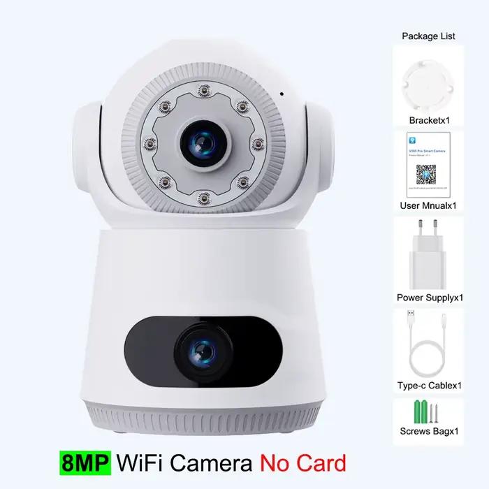 Caméra 4G avec carte Sim 8MP 4K double objectif double écran Audio bidirectionnel moniteur bébé inté
