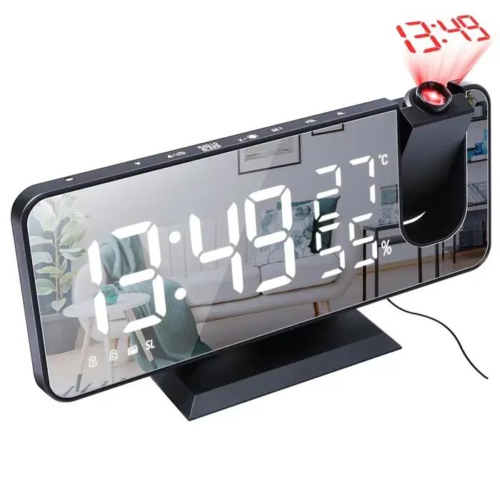 Radio-réveil numérique LED intelligent, horloge de table électronique, horloge de bureau USB avec ré