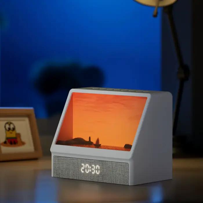 Réveil lever du soleil, veilleuse Bluetooth, lampe de décoration de Table avec télécommande, 5 nivea