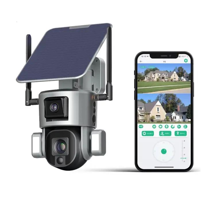 8MP double objectif couleur énergie solaire faible consommation WIFI caméra IP AI détection humanoïd