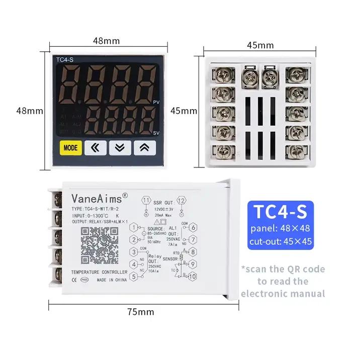 ThermoandreDigital-Contrôleur de température, 220V AC PT100 K J, entrée TC4S TC4H TC4L TC4M PID, con