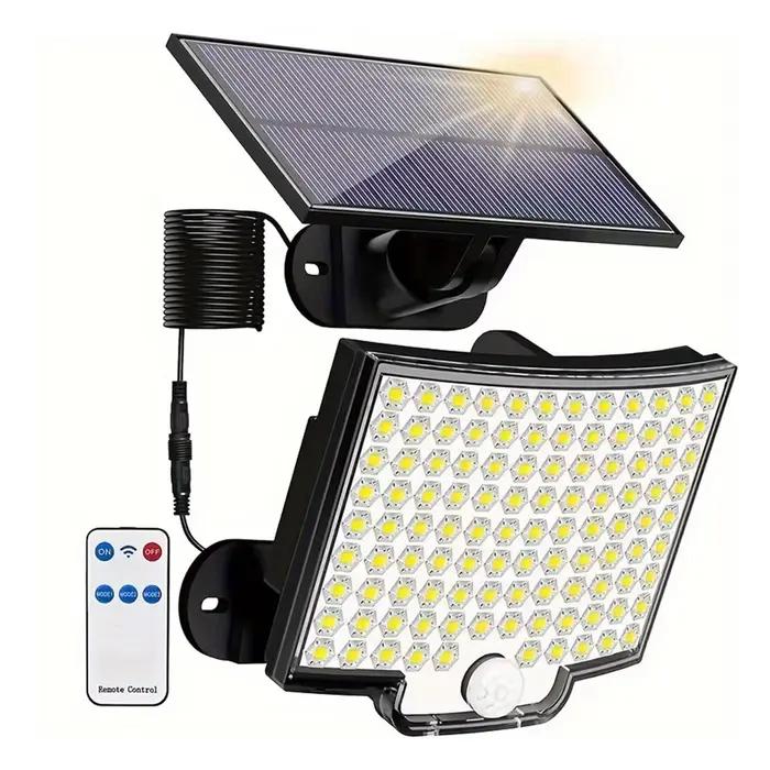 106LED lumières extérieures solaires capteur de mouvement à distance mur projecteur sécurité étanche