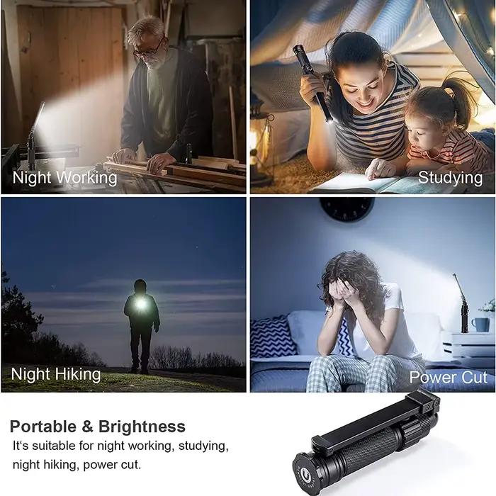 Lampe de travail pliable rechargeable lampe de poche LED ultra lumineuse avec lumière rouge 360 °   