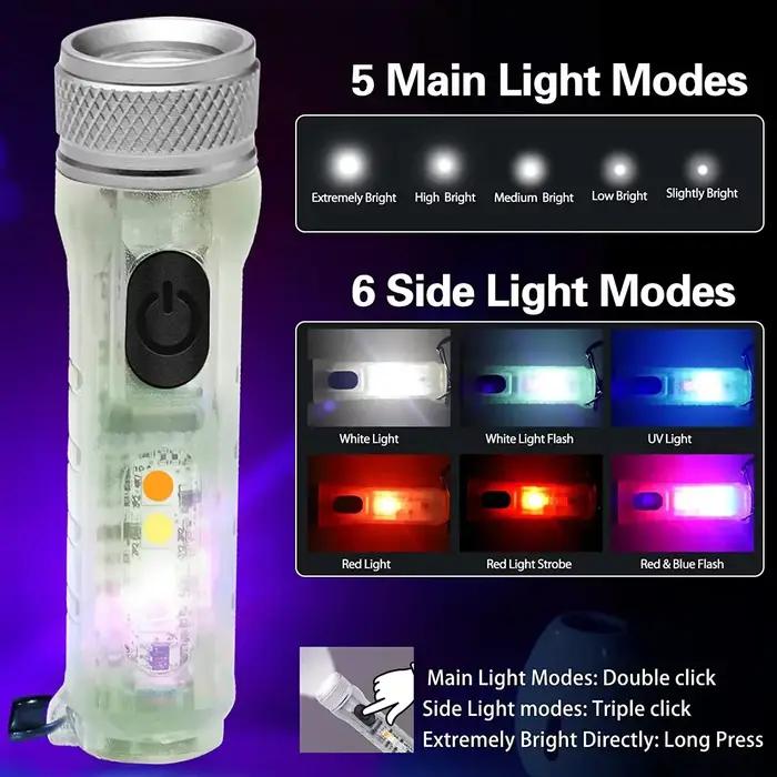 Lampe de poche fluorescente, Mini porte-clés, Rechargeable, multifonction, torche magnétique Portabl