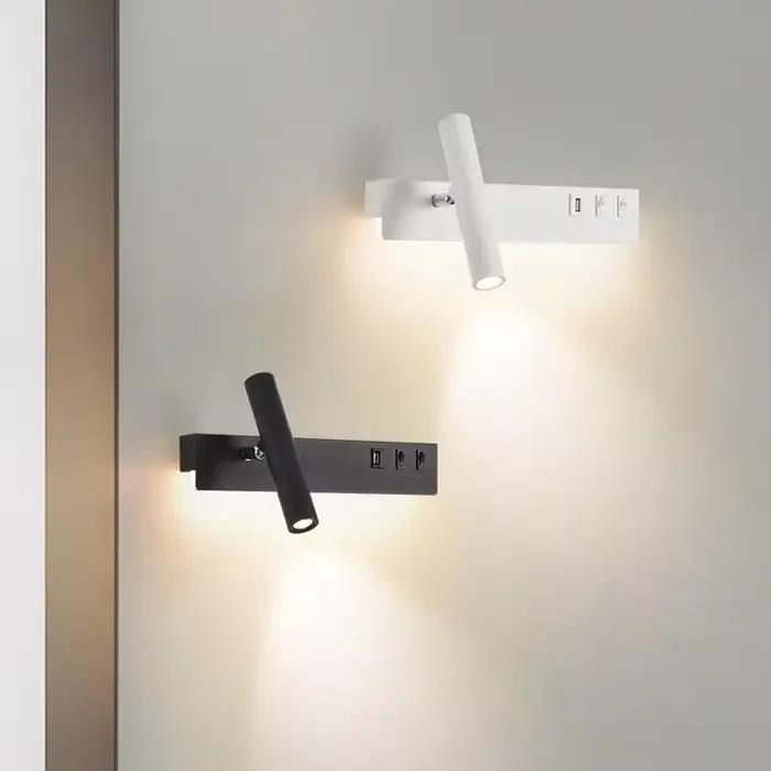 Mur LED lumières avec interrupteur USB rotatif réglable lecture projecteur chambre chevet Foyer coul