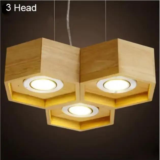 Éclairage créatif en bois accent d'abeille, lustre en bois massif, art moderne et simple, salon, cha