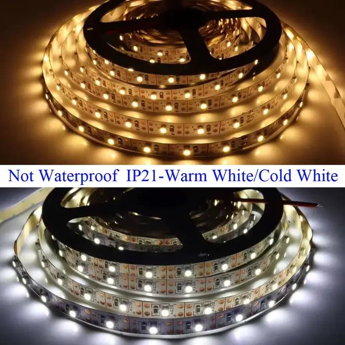 Bande lumineuse LED USB 5V, batterie SMD 2835 3528 60LED 0.5m 1m 2m 5m, blanc froid, ruban bleu chau