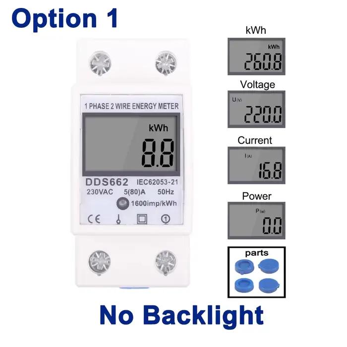 Compteur d'énergie numérique LCD monophasé à deux fils, wattmètre, consommation électrique, compteur