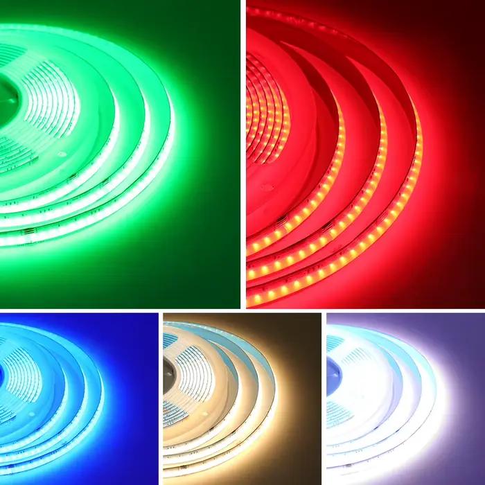 RGBCCT RGBW RGBWW RGB COB LED bande lumineuse 24V 840 784LED s/m haute densité bande Flexible réglab