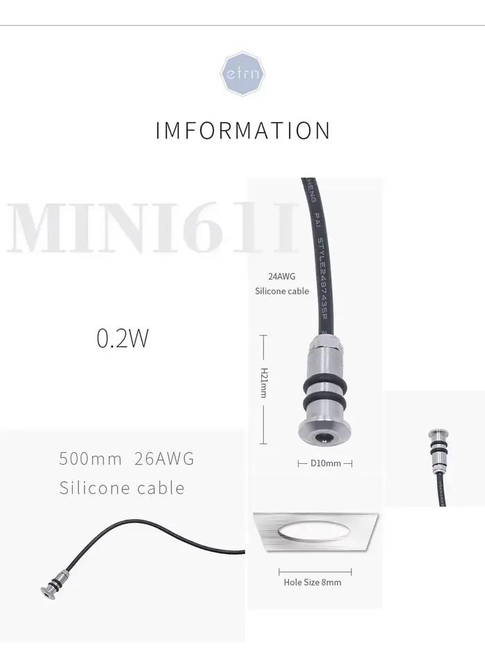 Mini LED 12V 0.5W pont lumière encastré extérieur LED Spot étanche IP68 étape lumière jardin chemin 