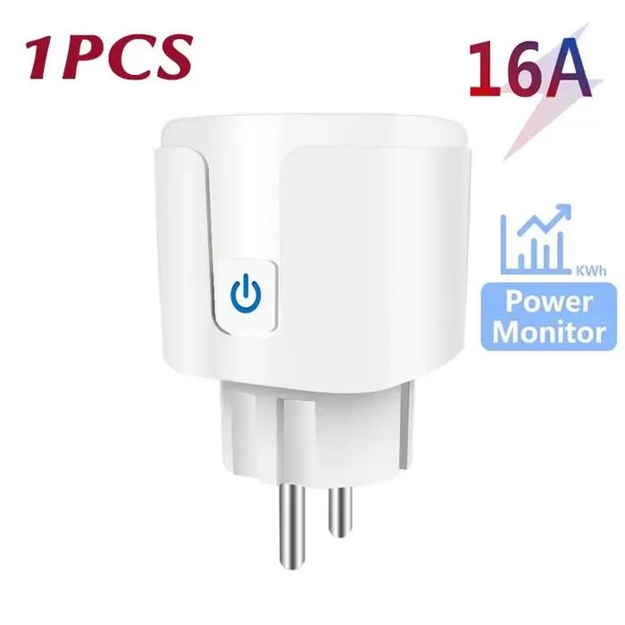Prise intelligente EU 16A/20A, fonctionne avec l'application Tuya, prise intelligente WiFi avec surv