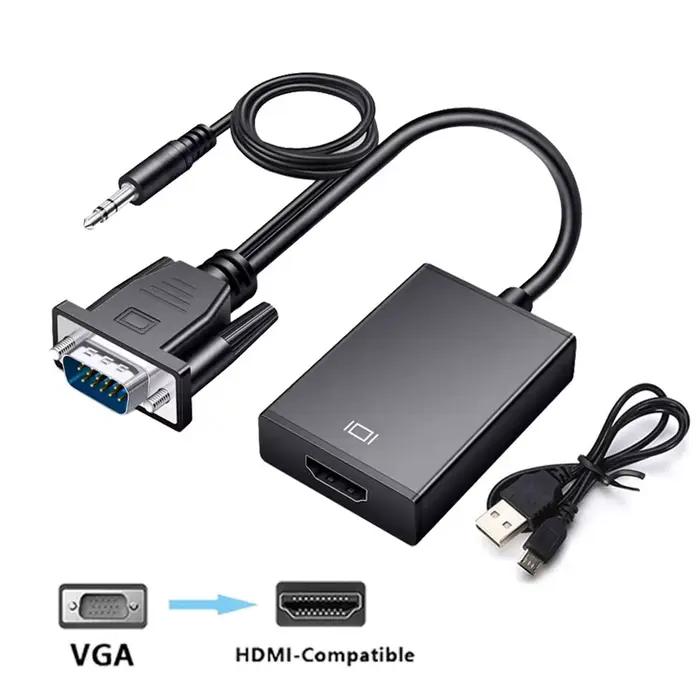 Câble adaptateur convertisseur VGA vers HDMI, Full HD 1080P, avec sortie Audio, adaptateur VGA HD po