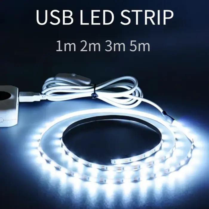 Bande lumineuse LED 5V USB avec interrupteur Décoration Bande étanche pour maison Rétro-éclairage 1M