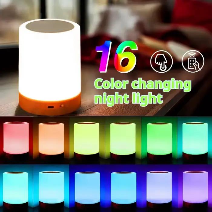 Veilleuse avec télécommande RVB, lampe à intensité tactile, lampes de chevet de table portables, lam