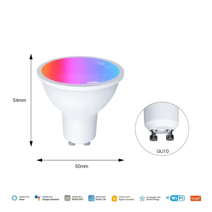 MOES Tuya Matter WiFi GU10 ampoule intelligente lumière LED à intensité variable 16 millions de coul