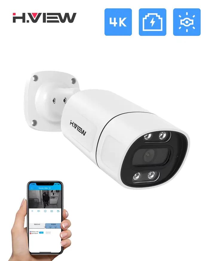 Caméra IP H.View 5Mp 8Mp 4K PoE avec détection de visage IA, caméras de sécurité CCTV H.265, surveil