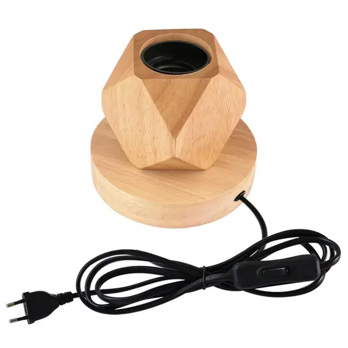 Lampe de Table en bois rétro moderne polyèdre E27 lampe de bureau prise ue salon chambre lampe de ch