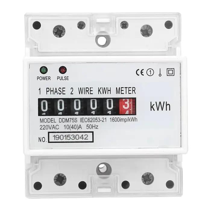 Compteur d'énergie monophasé DDM75S, consommation d'énergie électrique, wattmètre, rail DIN, LED, 10