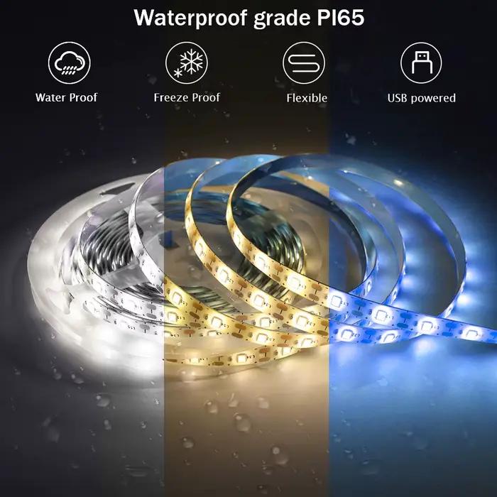 Bande lumineuse LED USB 5V, batterie SMD 2835 3528 60LED 0.5m 1m 2m 5m, blanc froid, ruban bleu chau