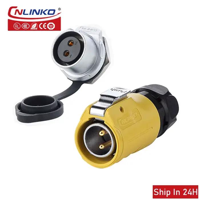 Connecteur d'alimentation Cnlinko M20 2 3 4 broches IP67 étanche 20A Prise électrique pour équipement industriel