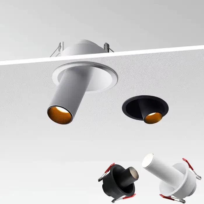 Spot lumineux LED encastrable Long 10W12W 15W Dimmable Anti-éblouissement 360 ° Rotation COB puce AC 85-265V plafonnier