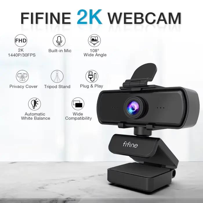 Webcam PC Full HD FIFINE 1440p avec Microphone