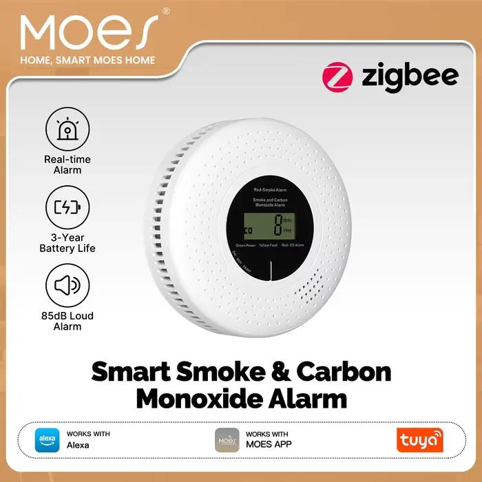 Détecteur de fumée et de monoxyde de carbone intelligent MOES Tuya Zigbee