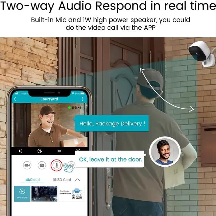Offre spéciale Mini caméra de sécurité intelligente 4K Vision nocturne couleur WiFi IP65 étanche détection de mouvement Audio bidirectionnel intérieur extérieur